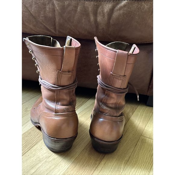 Vintage Handmade brown leather boots men’s size 8E. Lace up. - Picture 13 of 16